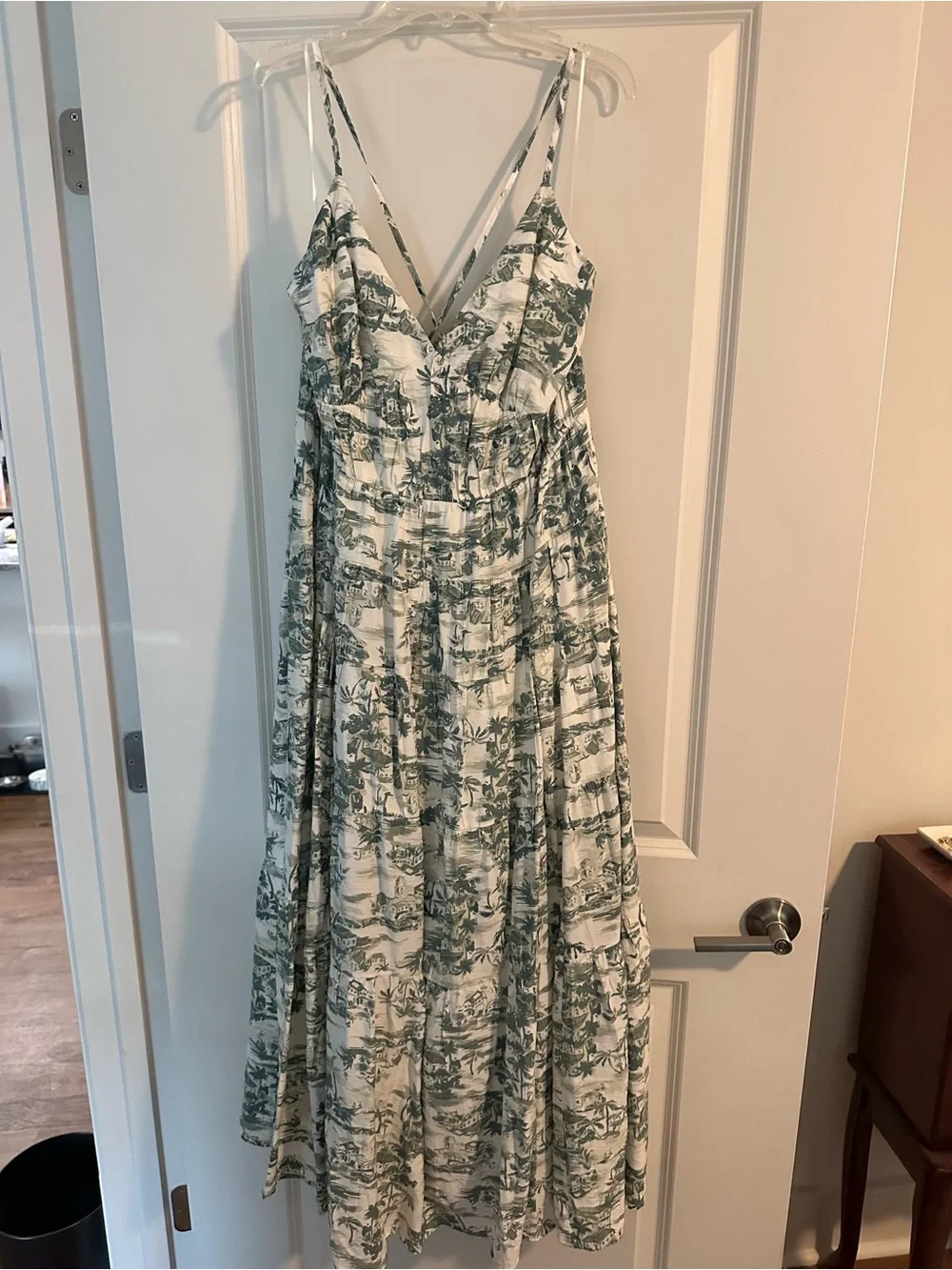 Abercrombie & Fitch Green and White Toile Maxi Dress